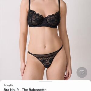 Amaryllis Black Lace Balconette Bra Etam 36DD NWT